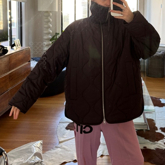 COS Brown Oversized Quilted/Knitted Jacket - Picture 6 of 8